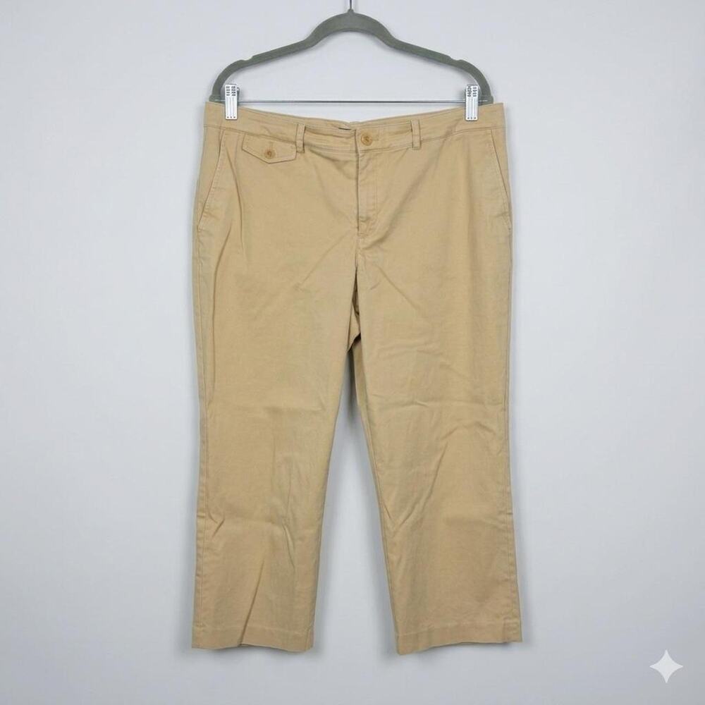 Lauren Ralph Lauren Tan Stretch Cotton Chino Pants 14 Cropped Ankle Trousers